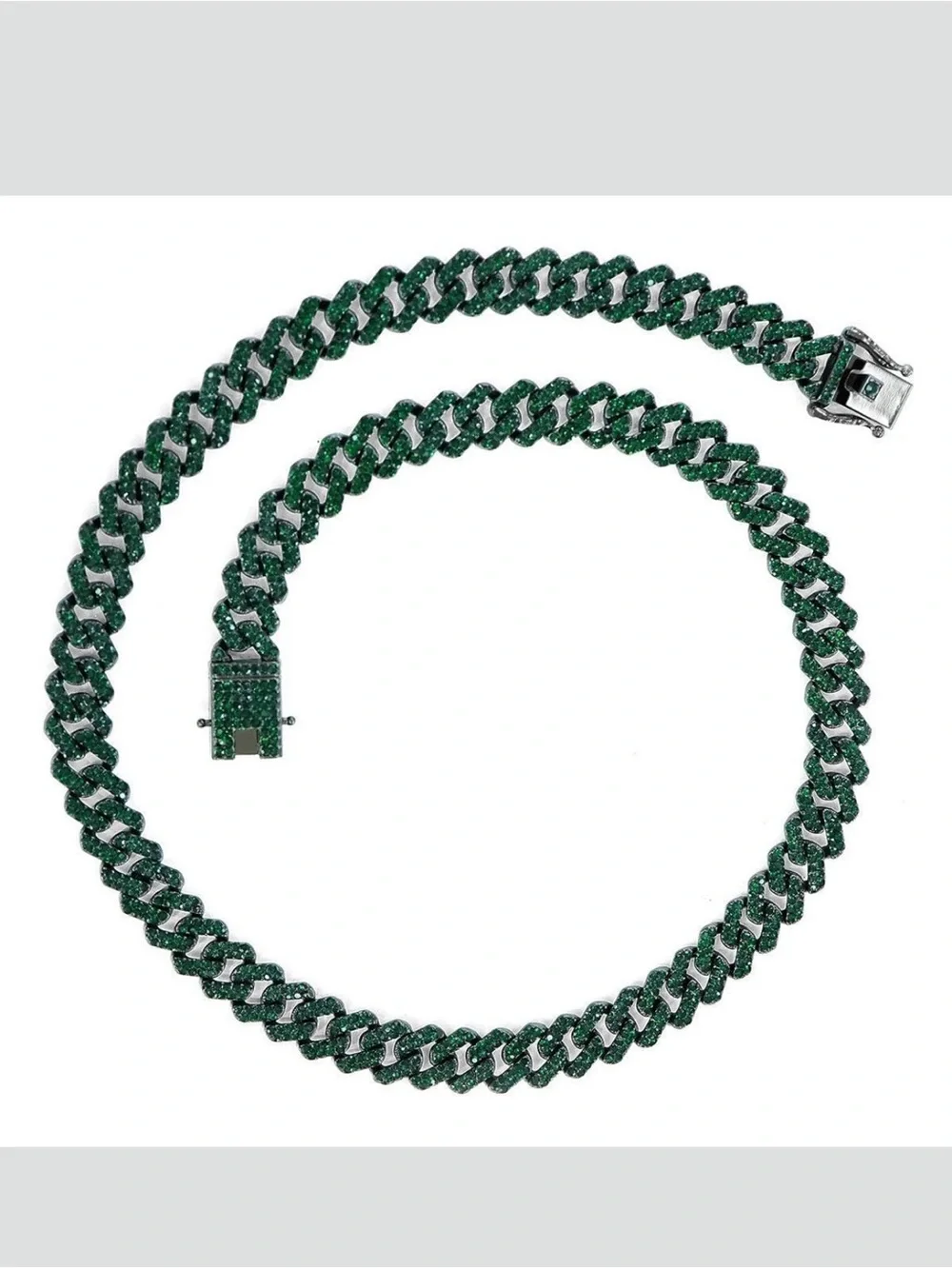 Invicta Elements Emerald Green Pave Rhinestone Cuban Link Necklace Bracelet NWT